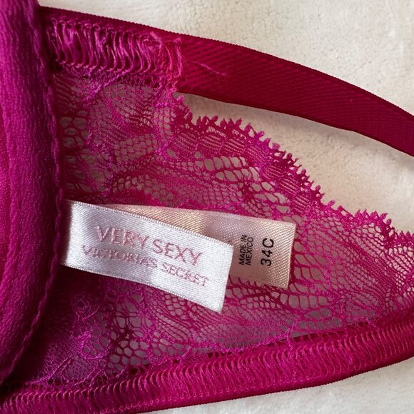 Victoria’s Secret Very Sexy Mermaid Lace Push-Up Bra 34C Pink Leopard Print NWOT - Picture 4 of 9